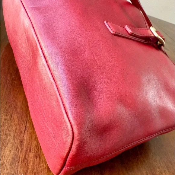 Vintage Coach Legacy Shopper Tote Glove Tanned Leather Red - Picture 11 of 16